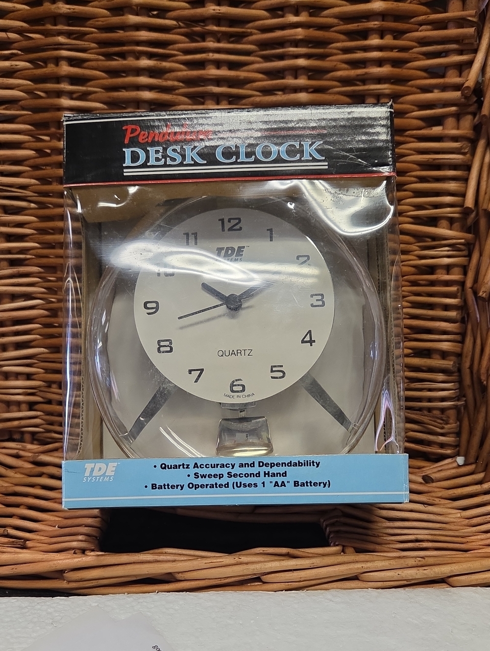 tde. White and Silver Round Alarm Clock - Modern Desk Accent